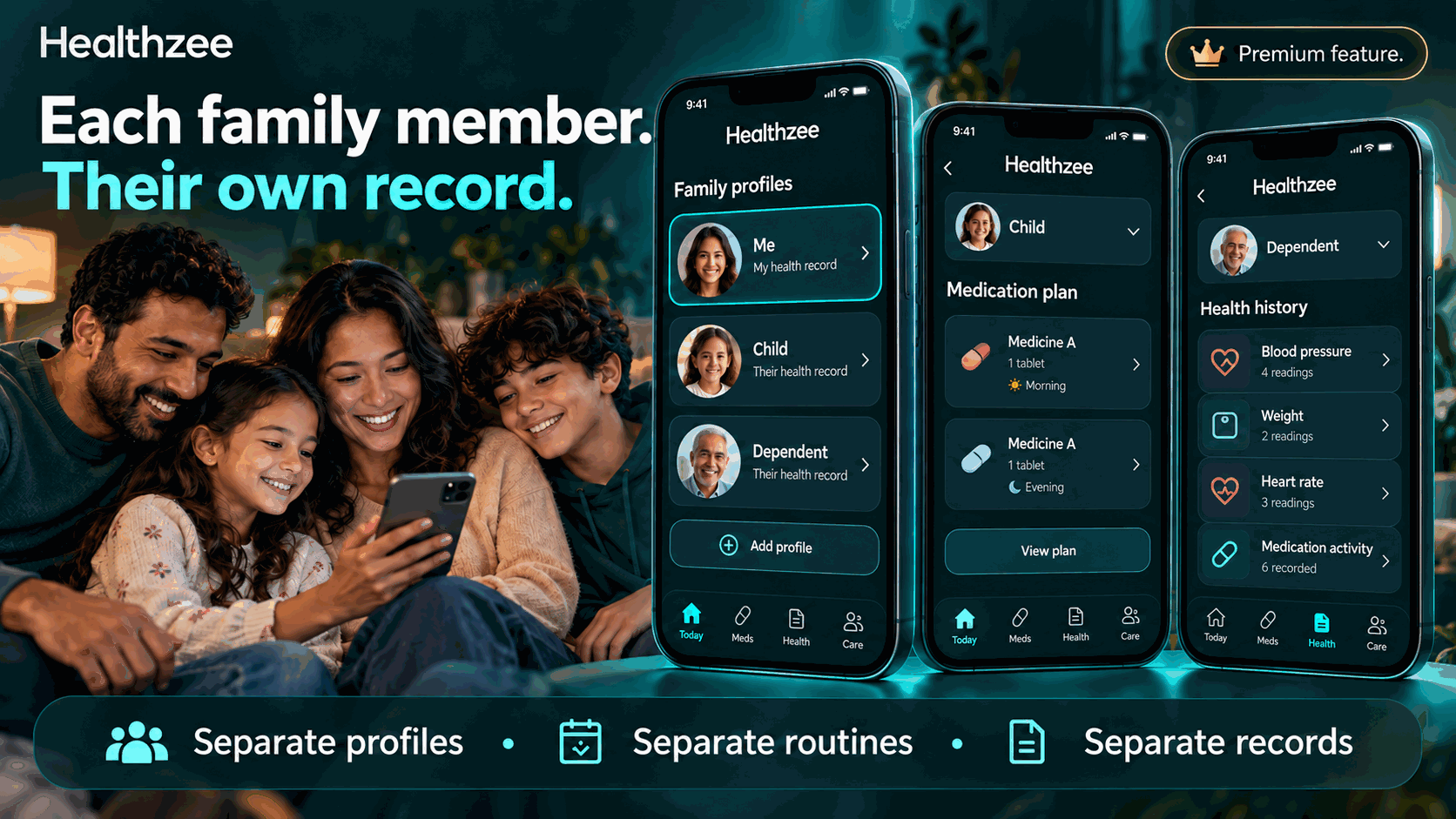 Healthzee Premium — complete health history dashboard
